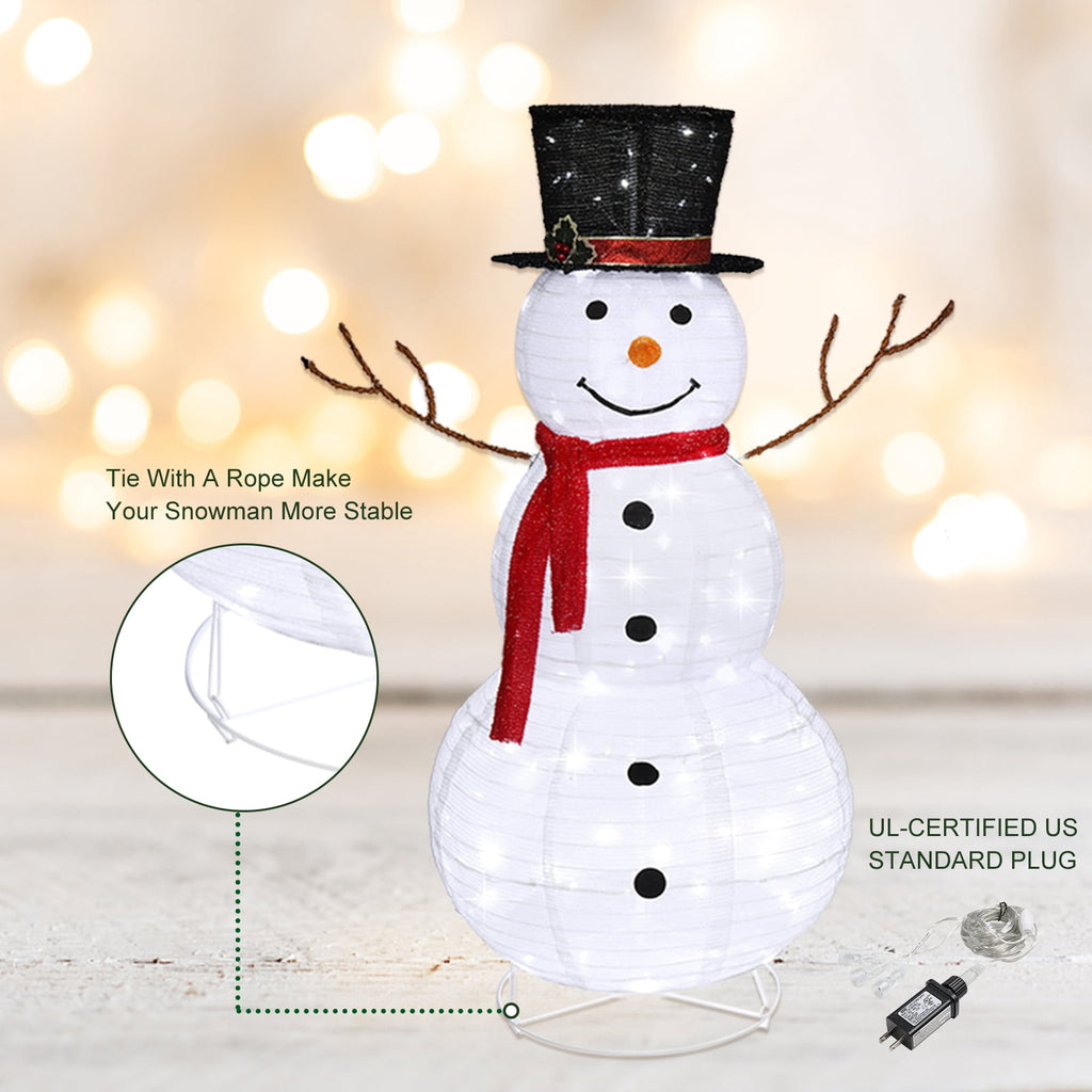Zimtown LED Lighted Snowman Christmas Snowman w/ 180 LED Lights,Hat Christmas Outdoor Decoration