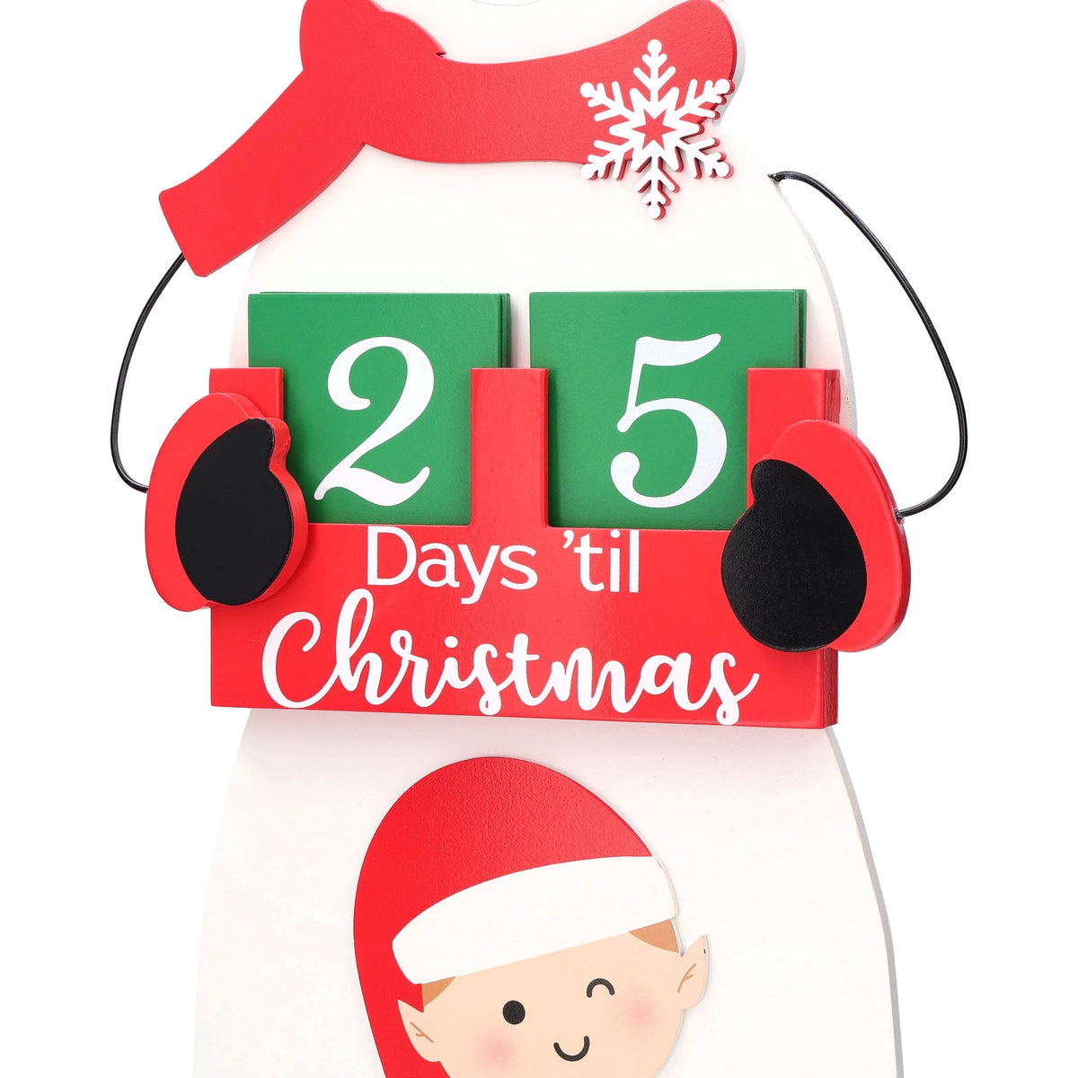 Snowman and Elf Advent Calendar Christmas Decoration, Multicolor, 22", by Holiday Time