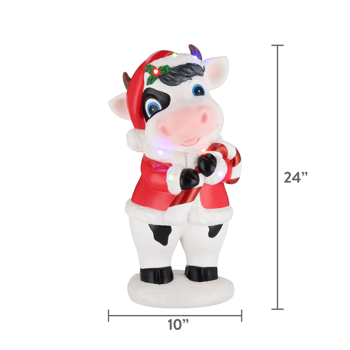 Lighted Blow Mold Cow Indoor/Outdoor Christmas Decoration, Red/White/Black, 24", by Holiday Time