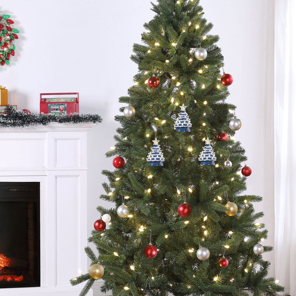 Mr. Christmas Nostalgic Ceramic Tree Ornaments - Green, Set of 3