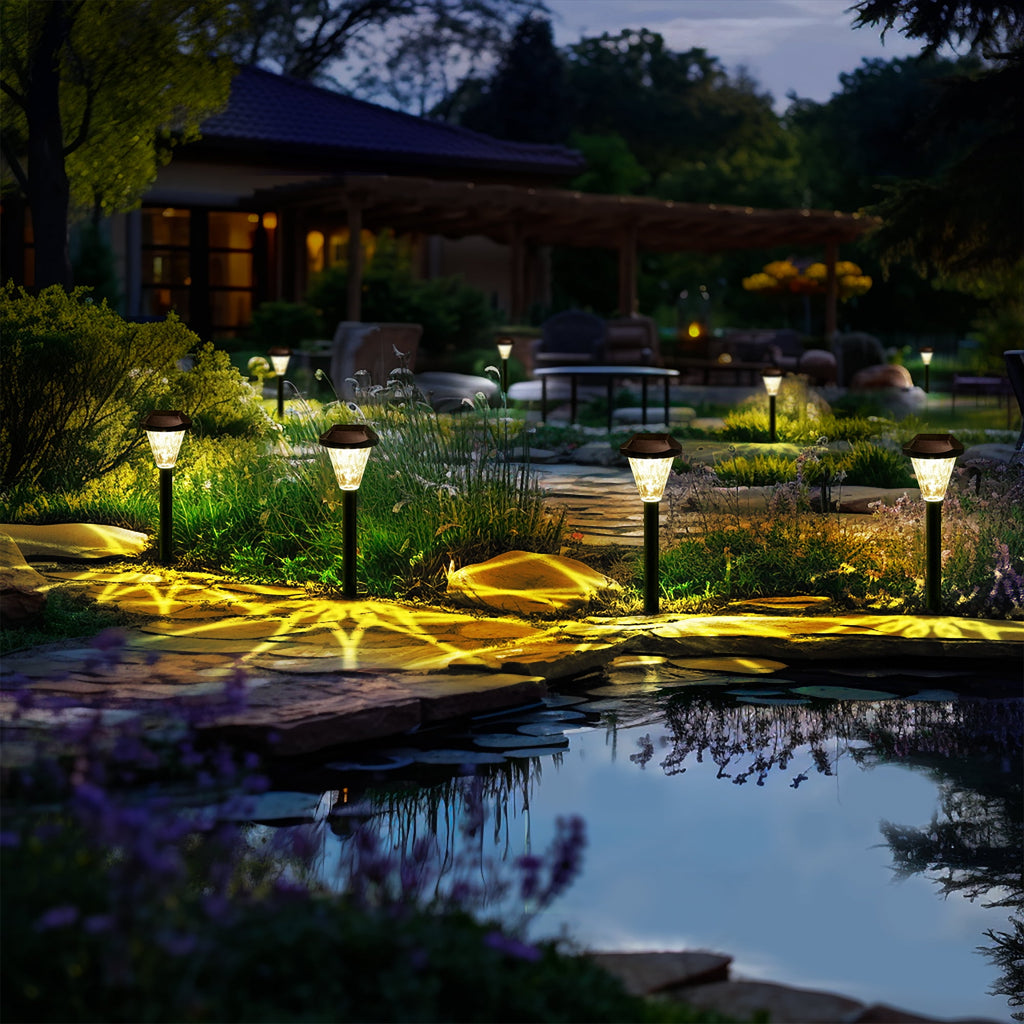 GIGALUMI 8 Pack Waterproof Outdoor Solar Pathway Lights for Garden and Landscape