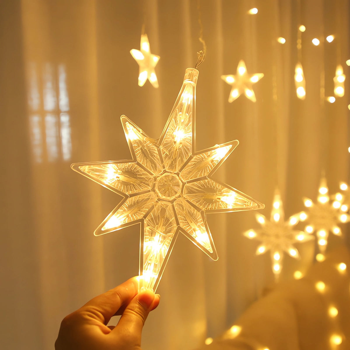 Christmas Window Star Lights Bethlehem Christmas Lights 8x6 inches Plastic Lighted Star Tree Topper Large Hanging Window Lights LED Star Window Silhouette Decoration for Holiday