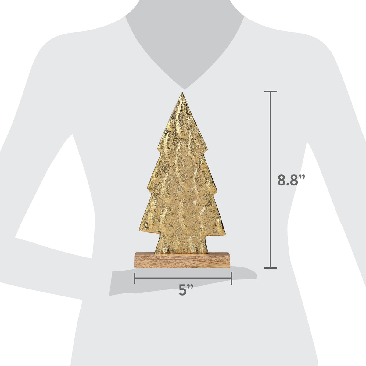 Aluminum Tree Christmas Decoration, Gold, 8.8", by Holiday Time