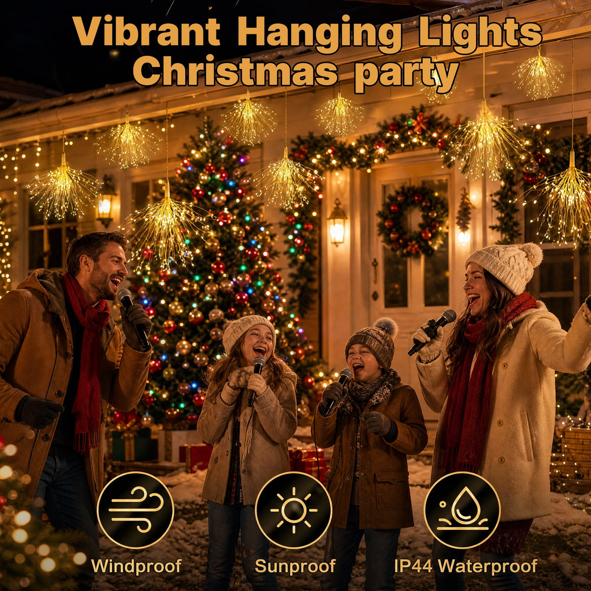 5-Pack LED Firework Lights, 450 LED Starburst String Lights with 8 Modes, Plug In Waterproof Fairy Christmas Lights for Garden Patio Indoor Outdoor Decor, Cool White