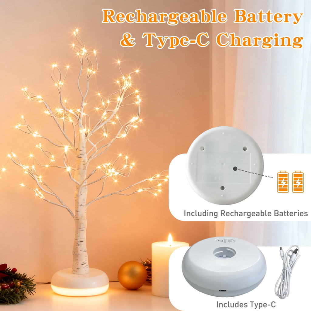 EAMBRITE Birch Tree with Lights, Lighted Twinkle Christmas Tree Fairy Light Spirit