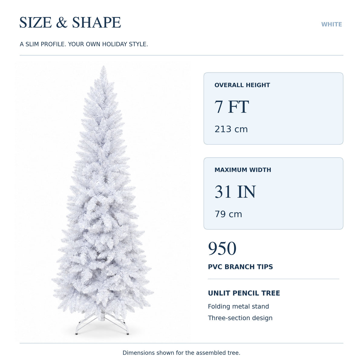 Ahititi 7 FT Red Christmas Tree, Slim Artificial Pencil Tree with 950 PVC Tips, Hinged Branches & Folding Stand, Holiday Decor