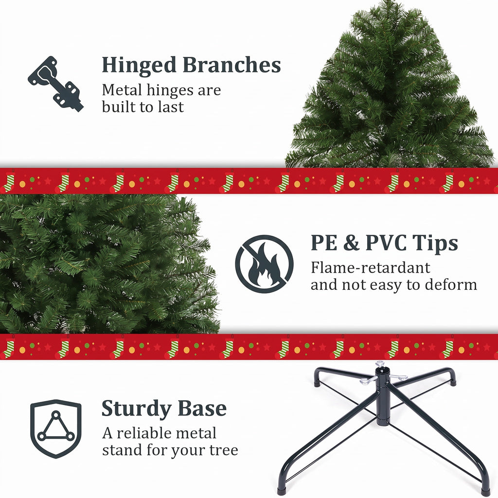 Legooin 6FT Pre lit 300 Multicolored LED Lights, Artificial Christmas Tree, Easy Assembly, 800 PVC Tips, Premium Hinged Green Spruce