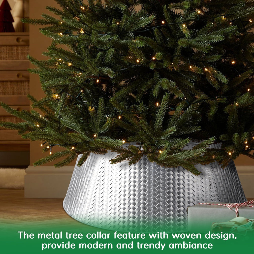 Ayieyill 28" Christmas Tree Collar, Christmas Tree Collar Basket Skirt for Large Christmas Tree, Tree Skirt Accessory | Gold | Metal