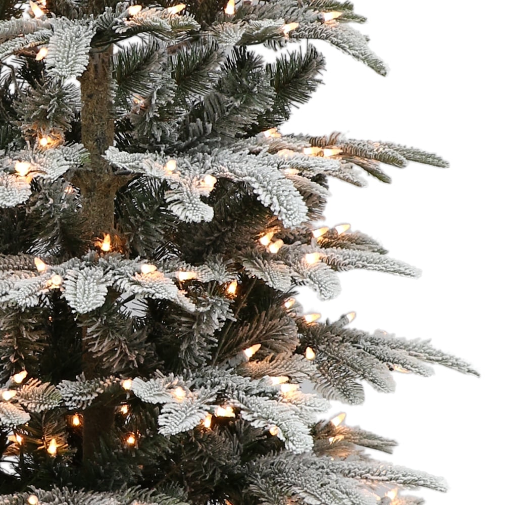 7 1/2 ft. Pre-lit Aspen Green Fir Flocked Artificial Christmas Tree 700 UL listed Clear Lights