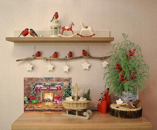 23.6 Inch Farmhouse Faux Cypress Table Tree with Red Berries and Wooden Base