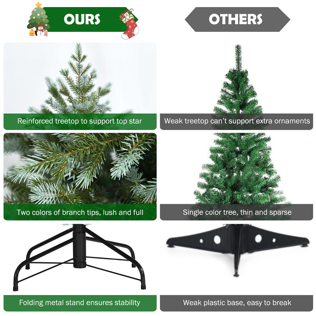 Costway 6ft Artificial Christmas Spruce Hinged Tree w/ 892 Mixed PE & PVC Tips
