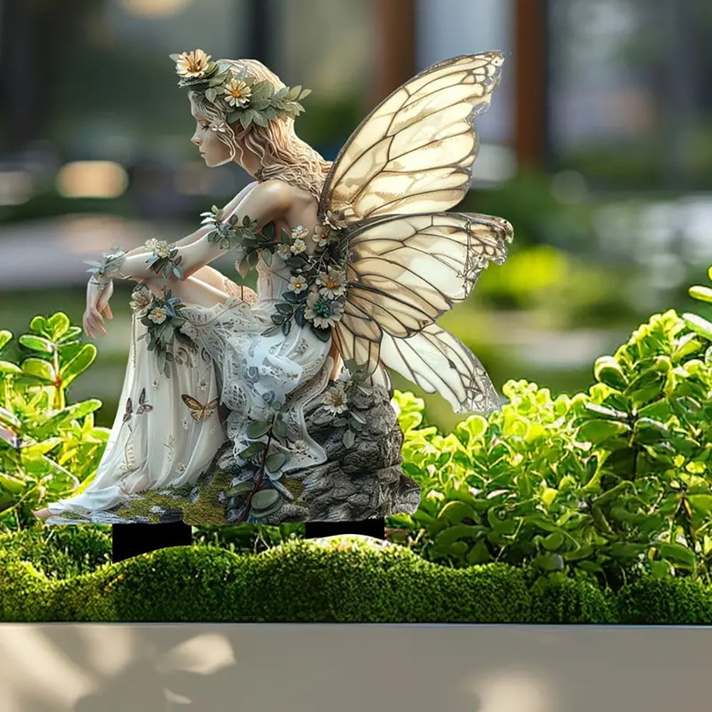Nkmbld Clearance & Promo! Garden Ornaments, Garden Sculpture Acrylic Potted Plants and Courtyard Decorative Floor Tiles, Housewarming Ornament for Patio, Lawn, Yard, Pathway