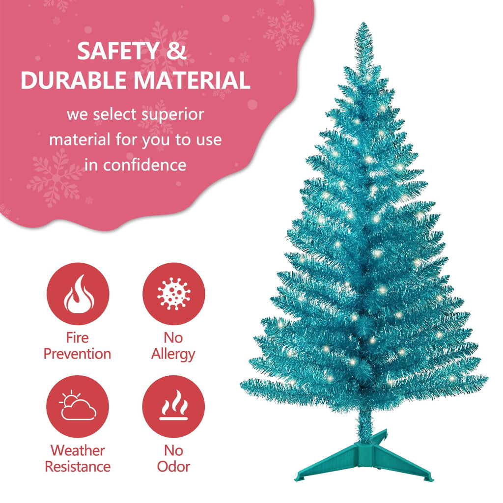 Mayhihi 4FT White Small Christmas Tree with Lights, Artificial Xmas Trees for Home Office
