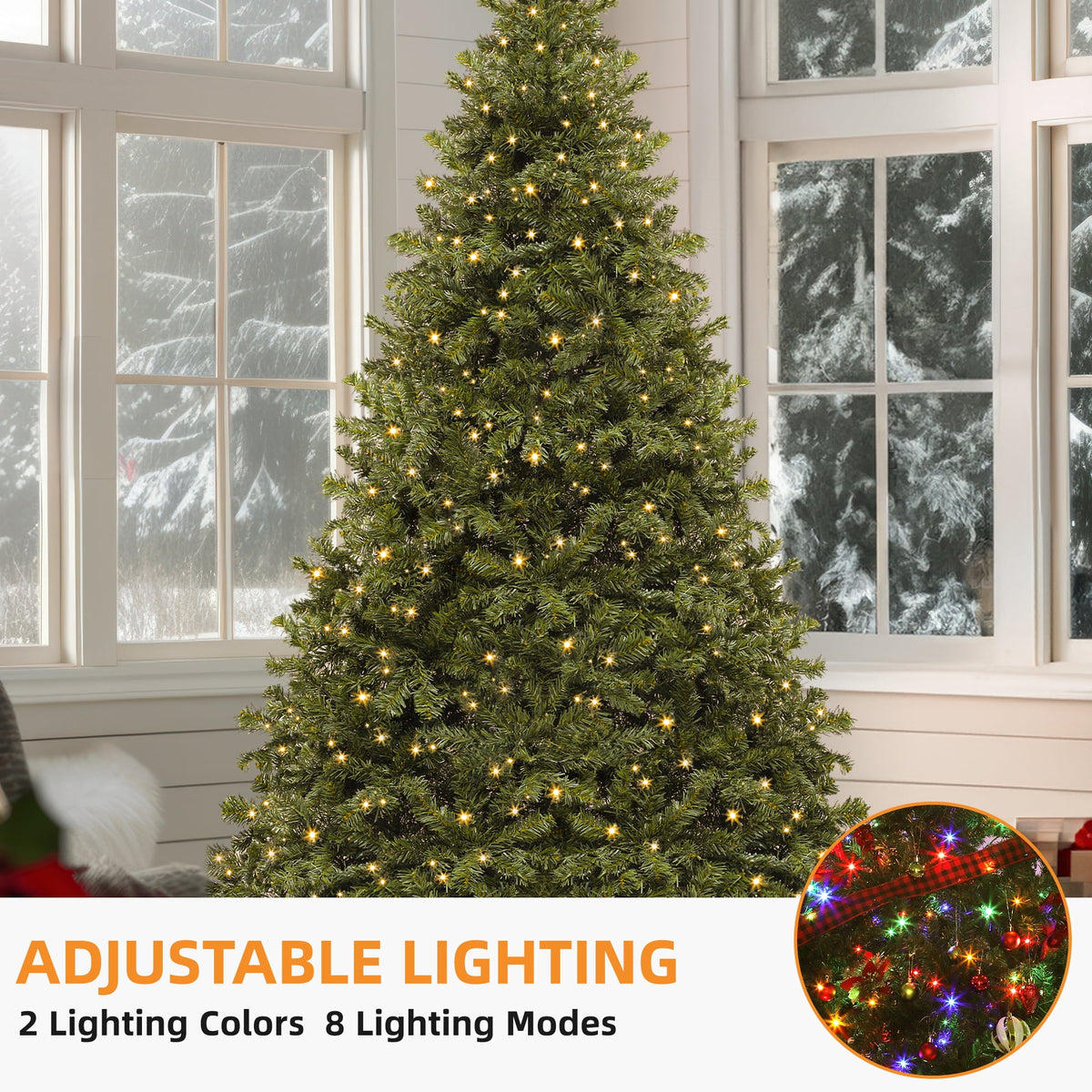 Uforic 6ft Pre-Lit Artificial Christmas Tree with 880 Tips and 250 Warm Lights for Home and Party