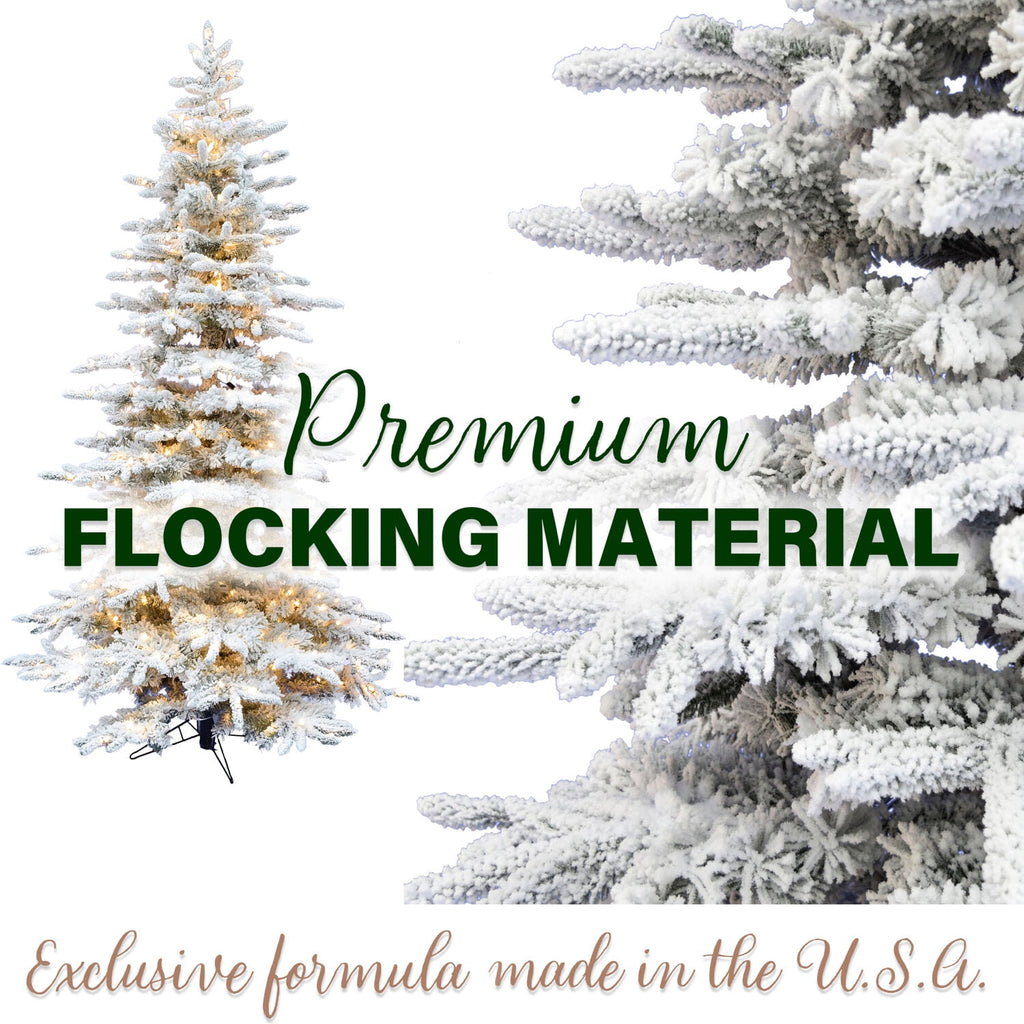 Fraser Hill Farm 10-Ft. Flocked Pine Valley Christmas Tree with Dual Multicolor & Warm White LED Lights and Remote, FFPV010-6SN