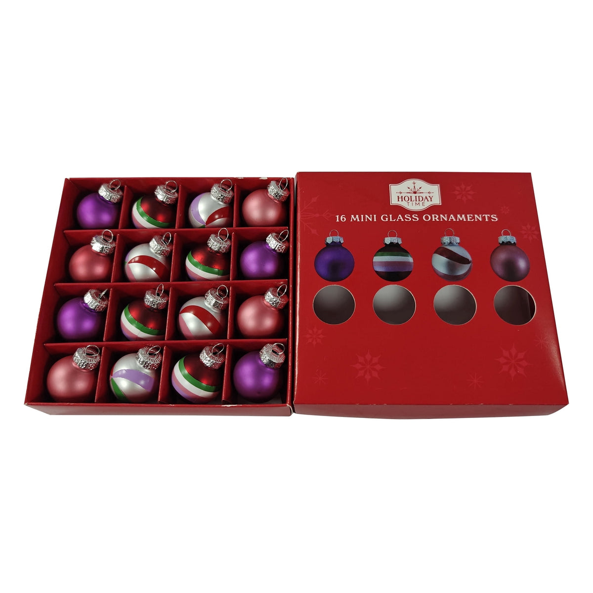 16-Count Multicolor Mini Glass Christmas Ornaments, 1", by Holiday Time