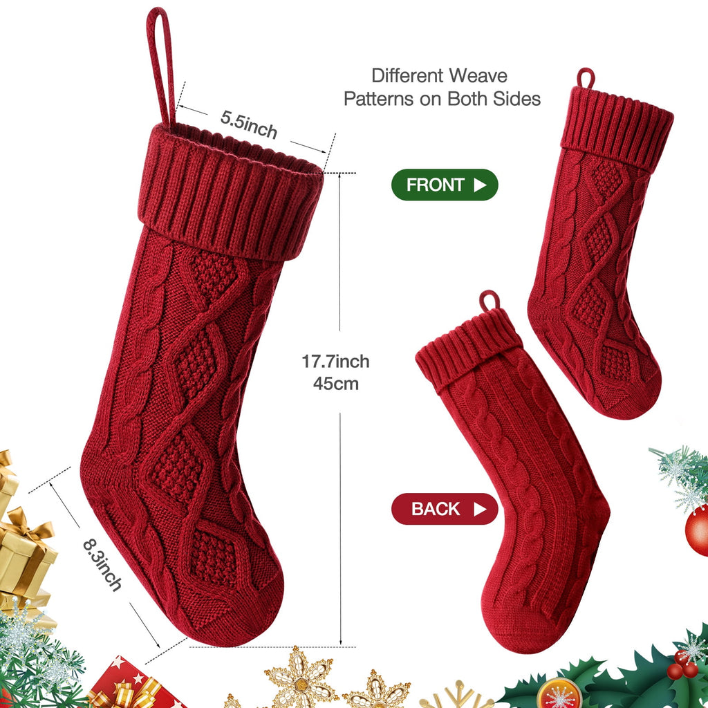 Ayieyill 6pcs Christmas Stockings Large Knitted Xmas Stockings 18 Inches Fireplace Hanging Stockings for Family Holiday Christmas Decoration