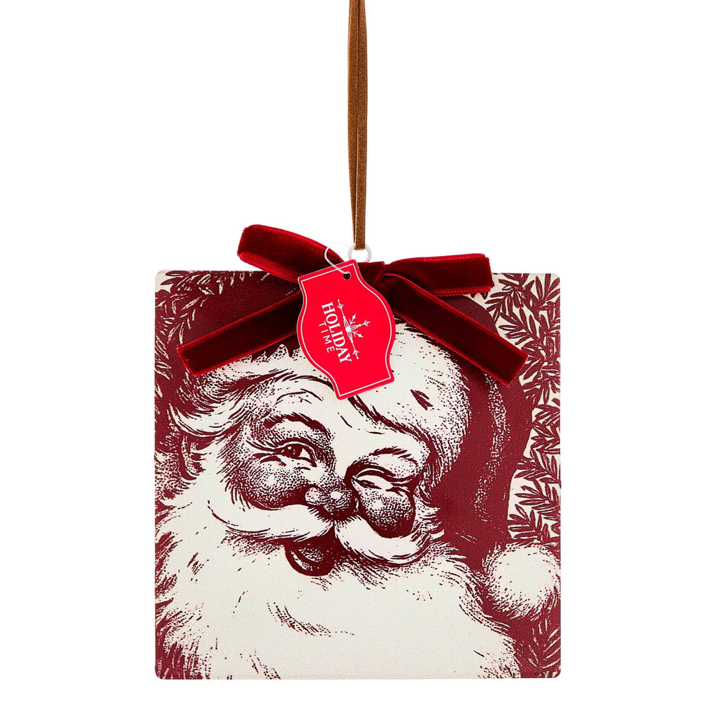 Red and White Metal Santa Square Christmas Ornament, 4.8", by Holiday Time