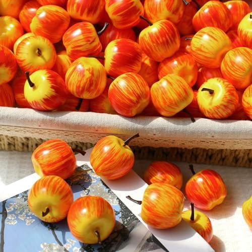 30 Pcs Mini Artificial Apples, Fake Little Pink Apple Mini Fruits Realistic Lifelike Simulation Apples for Home Party Christmas Tree Decor Apples Photography Props