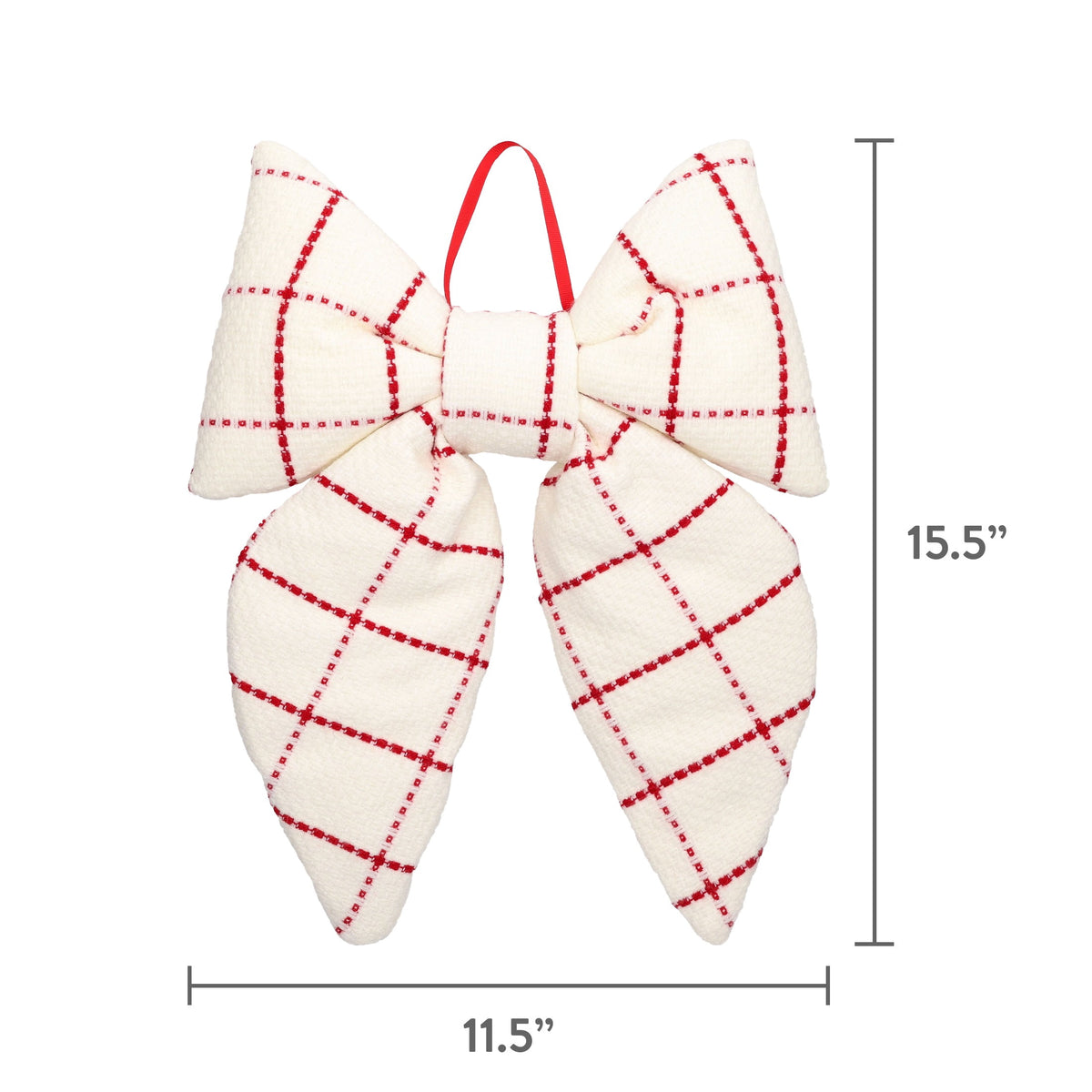 Red and White Plaid Decorative Christmas Bow, 15.5", by Holiday Time