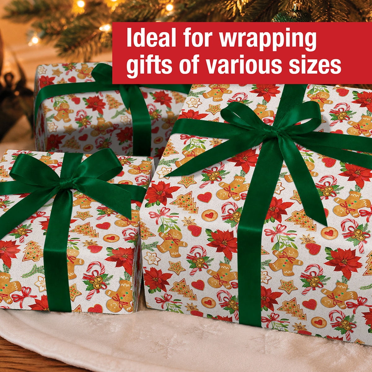 Current Homemade Gingerbread Christmas Jumbo Wrapping Paper Roll, 23-Inch x 32-Foot