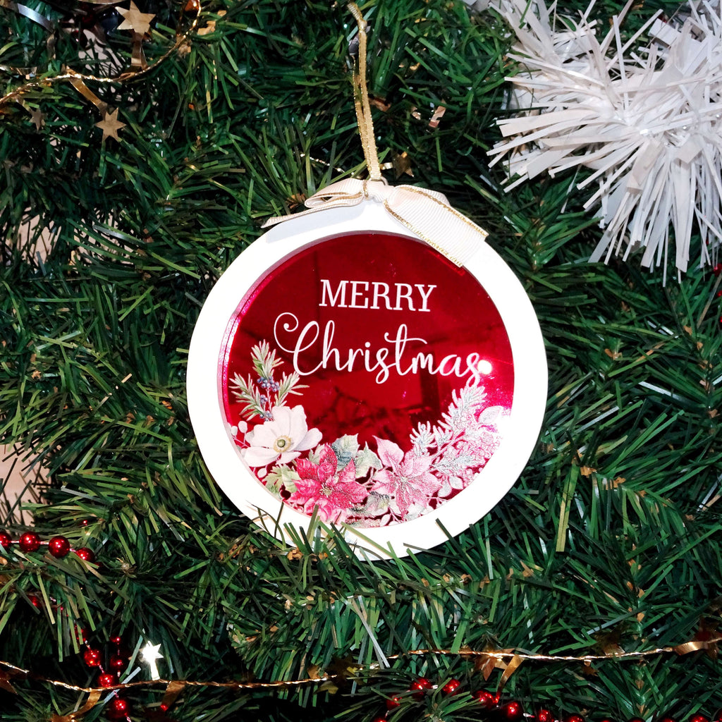 Multicolor Merry Christmas Floral Christmas Ornament, 5.5", by Holiday Time