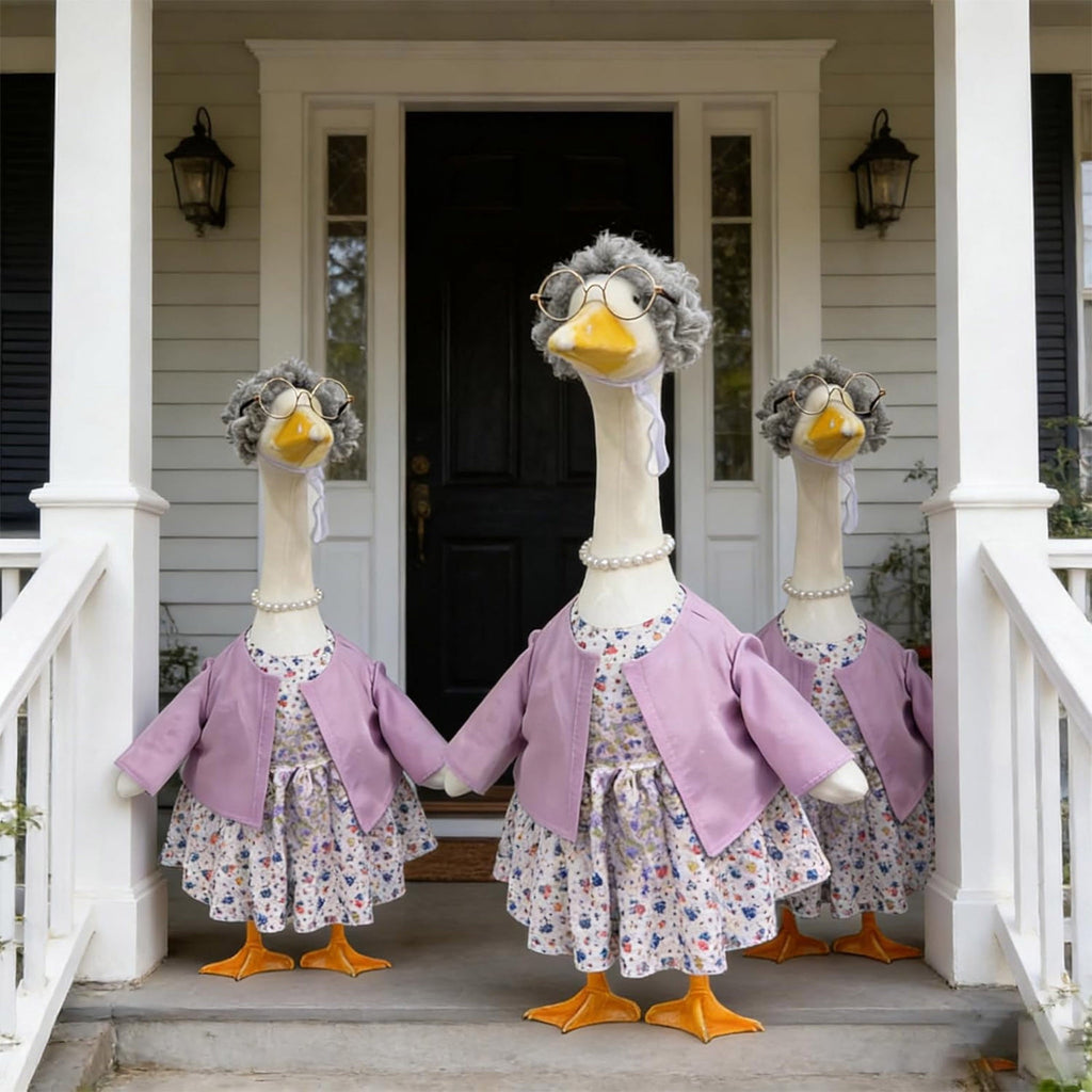 Lzobxe Porch Goose Clothes, Casual Style Lawn Yard Garden Decor for 23" High Cement or Plastic Geese, Goose Costume for All Season and Occasiona