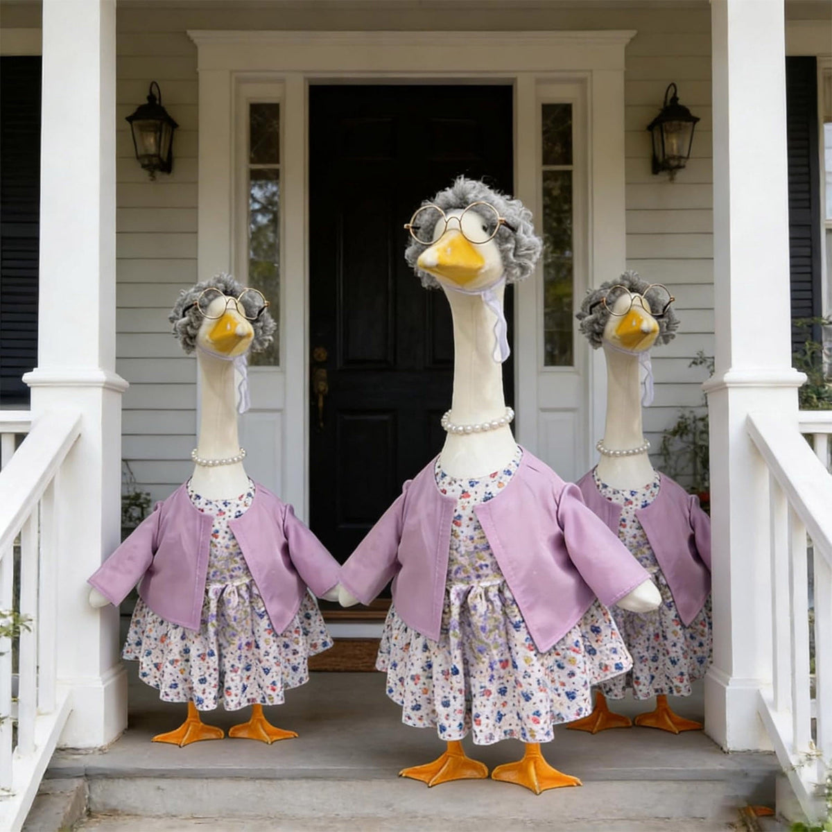 Lzobxe Porch Goose Clothes, Casual Style Lawn Yard Garden Decor for 23" High Cement or Plastic Geese, Goose Costume for All Season and Occasiona