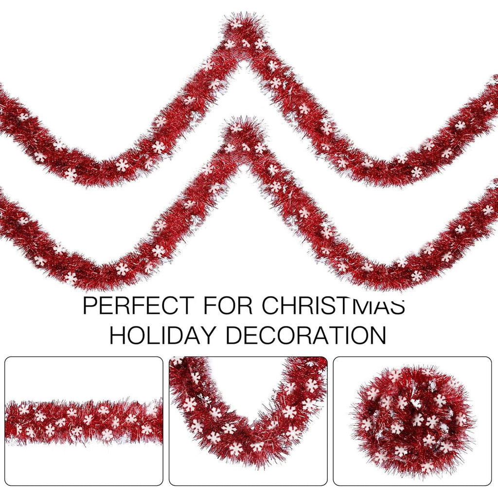 Ayieyill 33ft Tinsel Garland Hanging Christmas Tree Garland for Christmas Tree Decorations Indoor, Iridescent