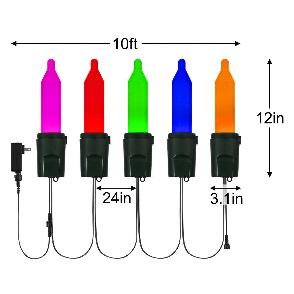 Mr. Christmas 10ft Jumbo Light Strand, Multi-colored