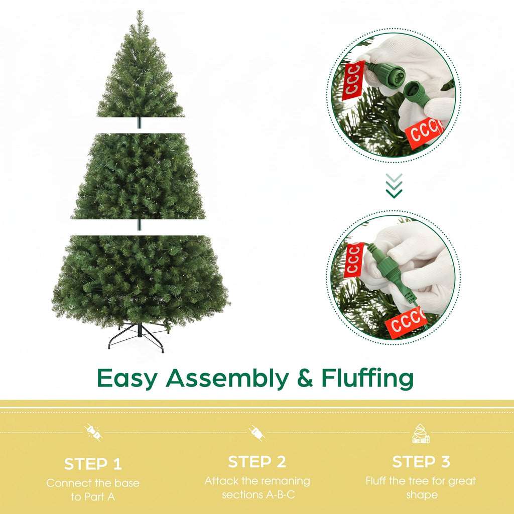 Legooin 6FT Pre lit 300 Multicolored LED Lights, Artificial Christmas Tree, Easy Assembly, 800 PVC Tips, Premium Hinged Green Spruce