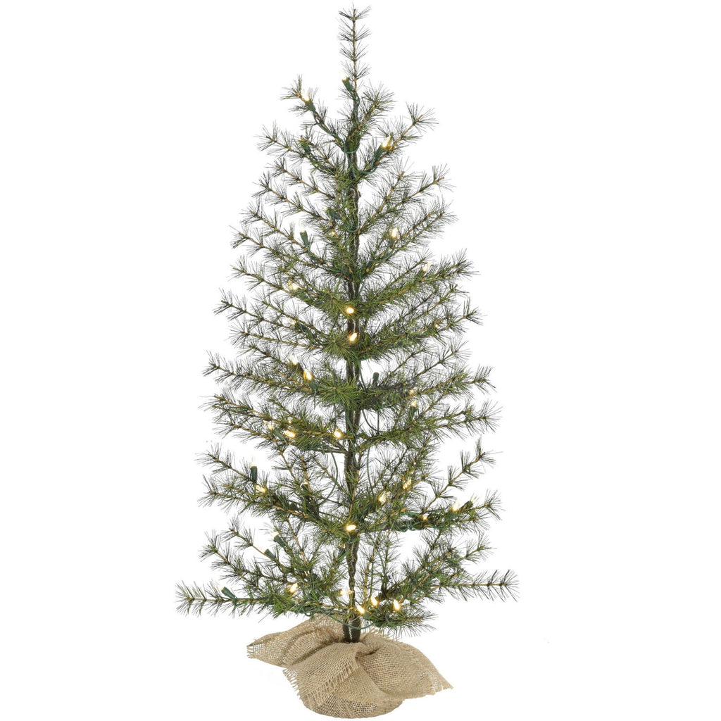 Fraser Hill Farm 3-ft. Farmhouse Fir Christmas Tree with Burlap Bag and Warm White LED Lights, Set of 2, FFFF036-5GR/S2