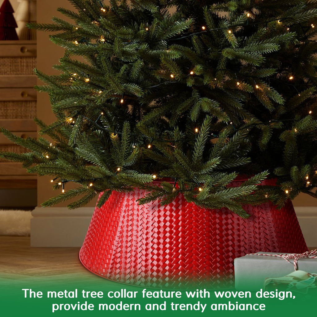 Ayieyill 28" Christmas Tree Collar, Christmas Tree Collar Basket Skirt for Large Christmas Tree, Tree Skirt Accessory | Gold | Metal