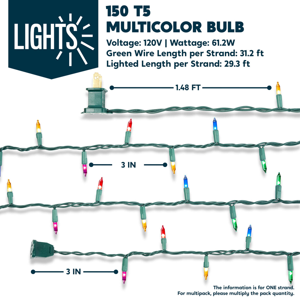 Joyfy Multicolor Christmas Lights,21.4ft 100 Count Multicolor Christmas String Lights,Connectable Green Wire Xmas Tree Lights for Indoor Outdoor Christmas Decorations Holiday Party Decor