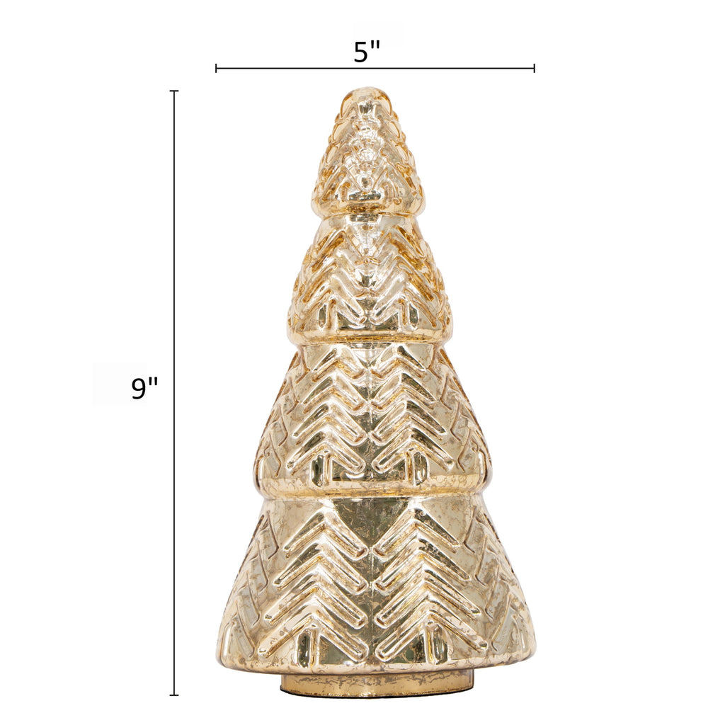 My Texas House Glass Tree, 9 Inch, Gold, Christmas