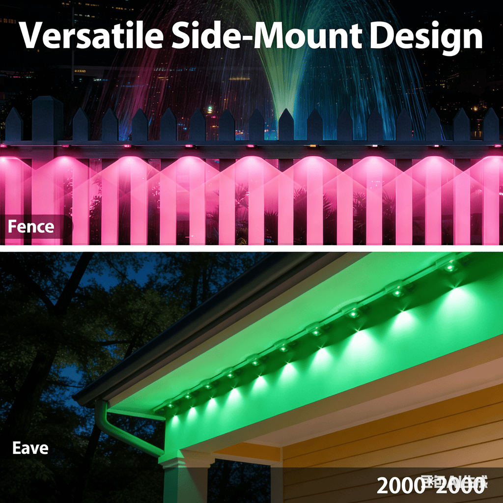 DAYBETTER 50ft Permanent Outdoor Lights, RGB Eaves String Lights with 25LED, Remote/APP Control, IP65 Waterproof, for Garden Halloween Christmas Party Decorations