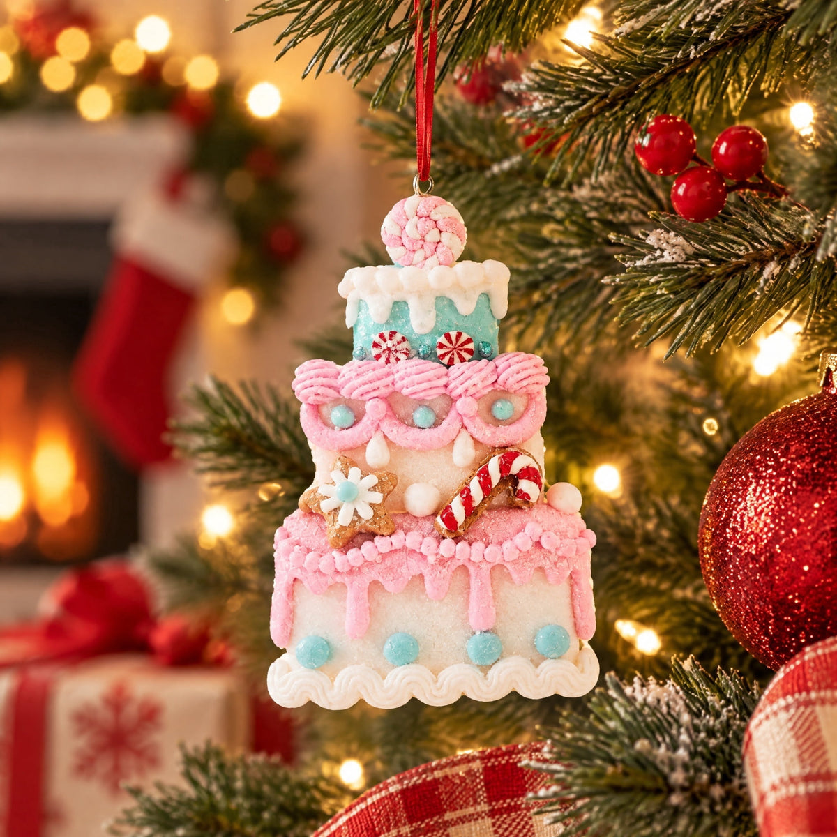 Multicolor Clay Dough Cake Christmas Ornament, 4.5", by Holiday Time