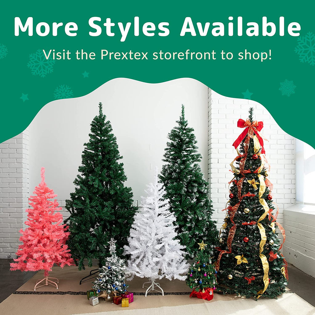 Prextex Christmas Tree Fully Decorated Pre-lit 6 Ft Pull Up Pop Up Out of Box Ready Minimal Assembly Needed Holiday Decorations w/ 350 Warm Lights with Stand