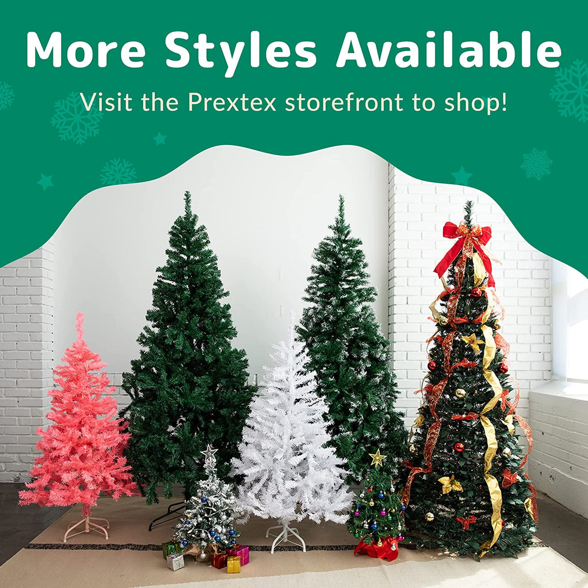 Prextex Christmas Tree Fully Decorated Pre-lit 6 Ft Pull Up Pop Up Out of Box Ready Minimal Assembly Needed Holiday Decorations w/ 350 Warm Lights with Stand