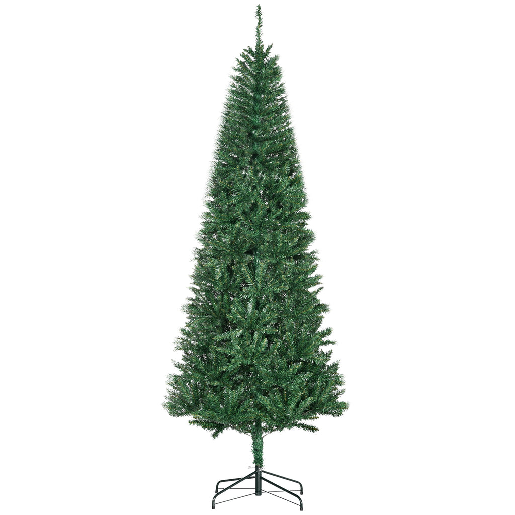 HOMCOM 8' Artificial Christmas Tree Holiday Home Décor, 618 Tips, Black