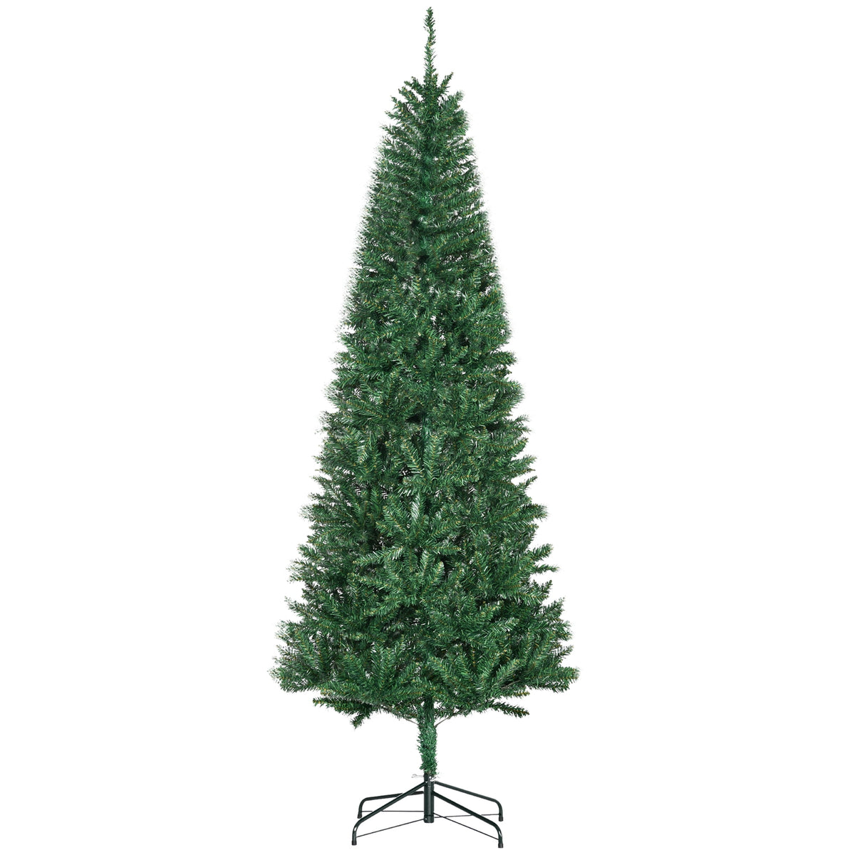 HOMCOM 8' Artificial Christmas Tree Holiday Home Décor, 618 Tips, Black