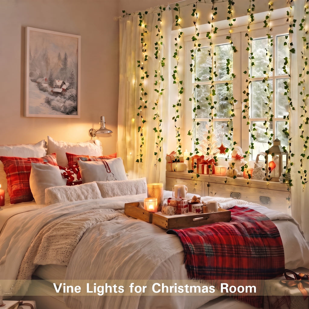 DAYBETTER Ivy Curtain String Lights, 200 LED USB Powered Hanging Artificial Plant Fairy Lights with 8 Modes, for Wedding Party Holiday Decor (9.9 x 6.6FT)