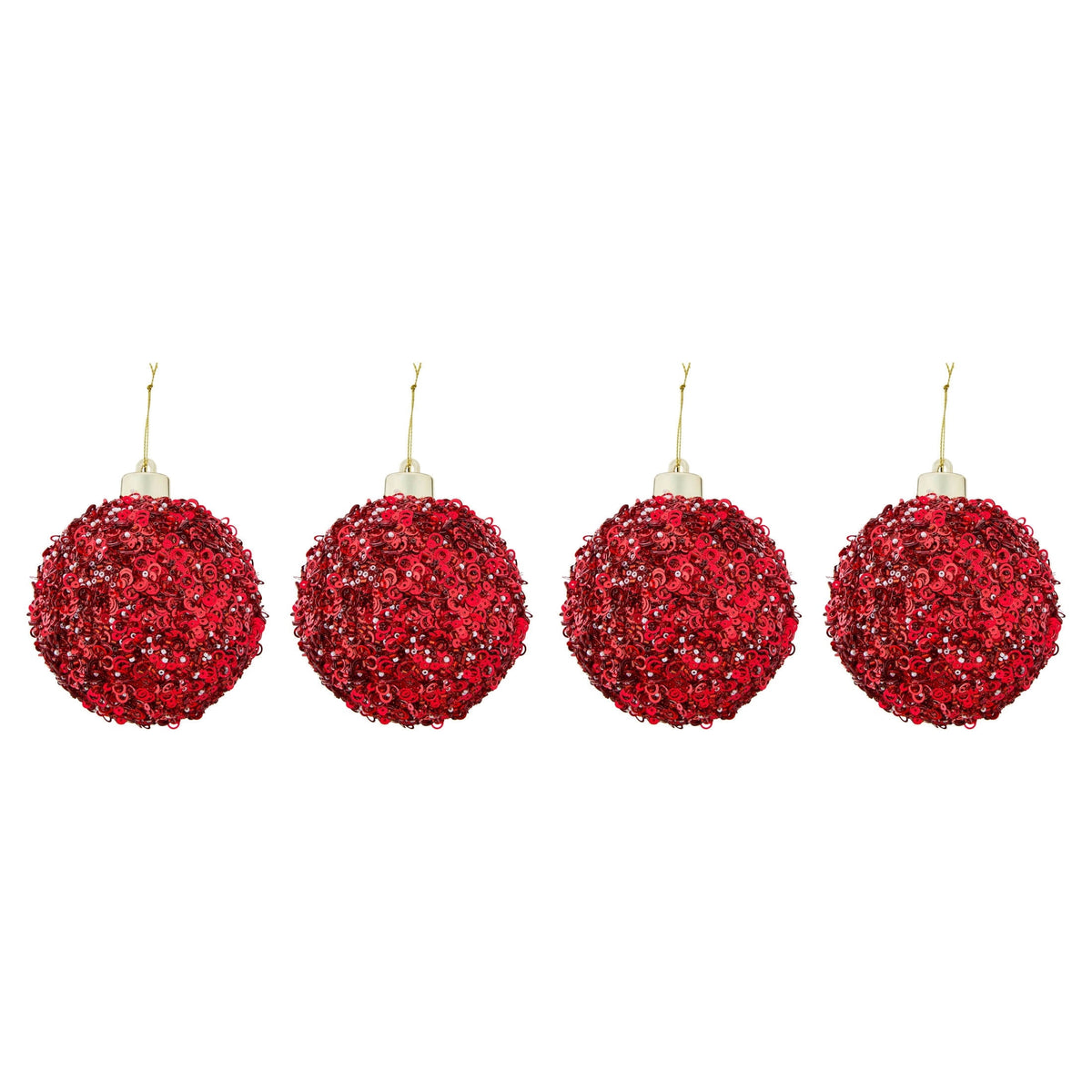 4-Count Red Sequin Ball Shatterproof Christmas Ornaments, 5", by Holiday Time
