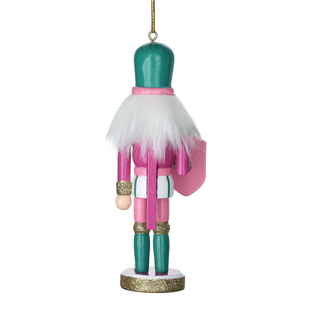 Pink and Green Wood Nutcracker Christmas Ornament, 5.3", by Holiday Time