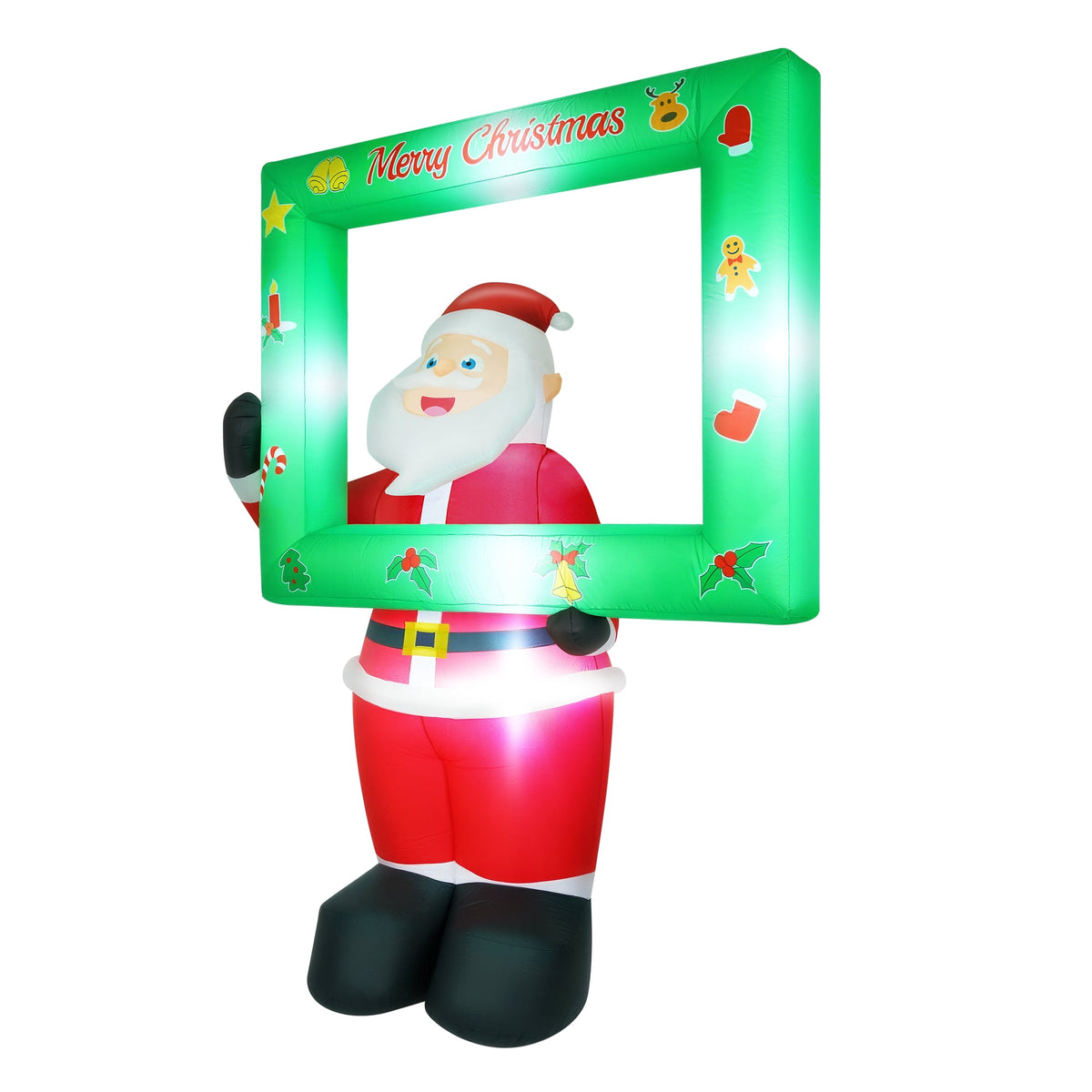 Yexmas 7FT Christmas Inflatable Santa Claus with Photo Frame, Blow Up Santa Claus Xmas Decorations for Outdoor Indoor, Built-in LED Light for Yard Gardern Lawn