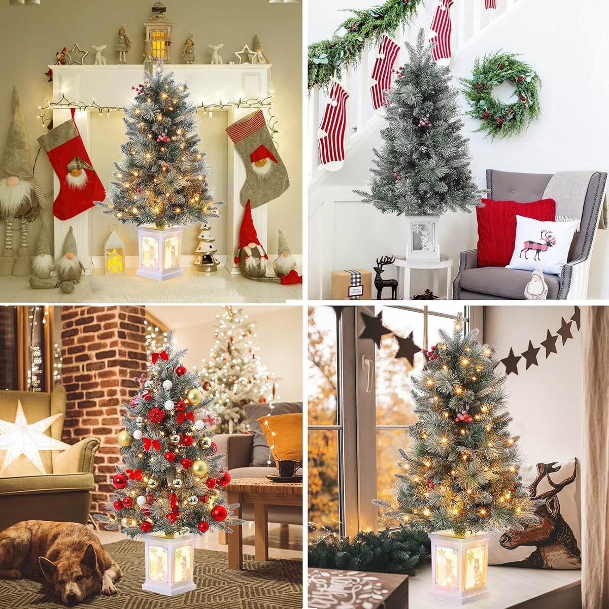M optimized 3 Ft Prelit Christmas Tree with 8 Modes 78 Warm Lights, Artificial Christmas Trees Snow Flocked Small Christmas Tree, Xmas Tree Battery Operated Timer Function