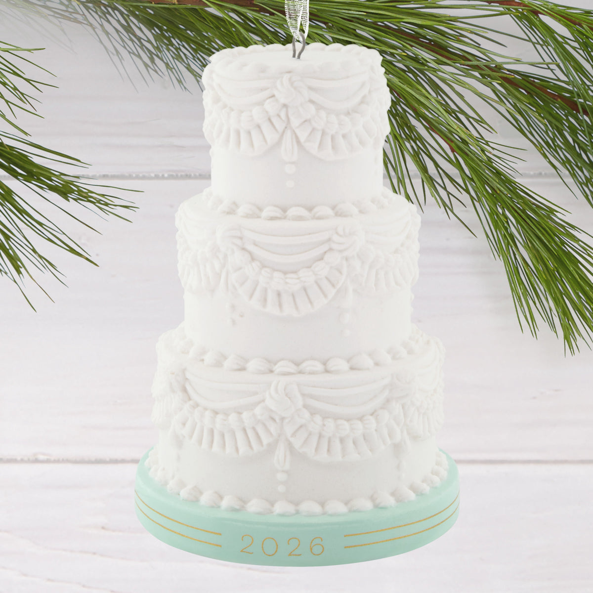 Hallmark Christmas Ornament (Wedding Cake 2026, Porcelain), 1 Count