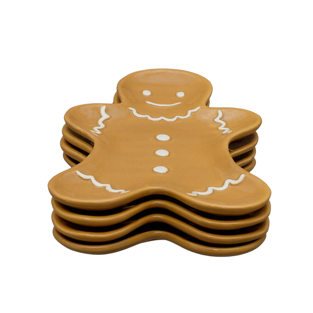 Holiday Time Gingerbread Man Appetizer Plates, 4-Pack