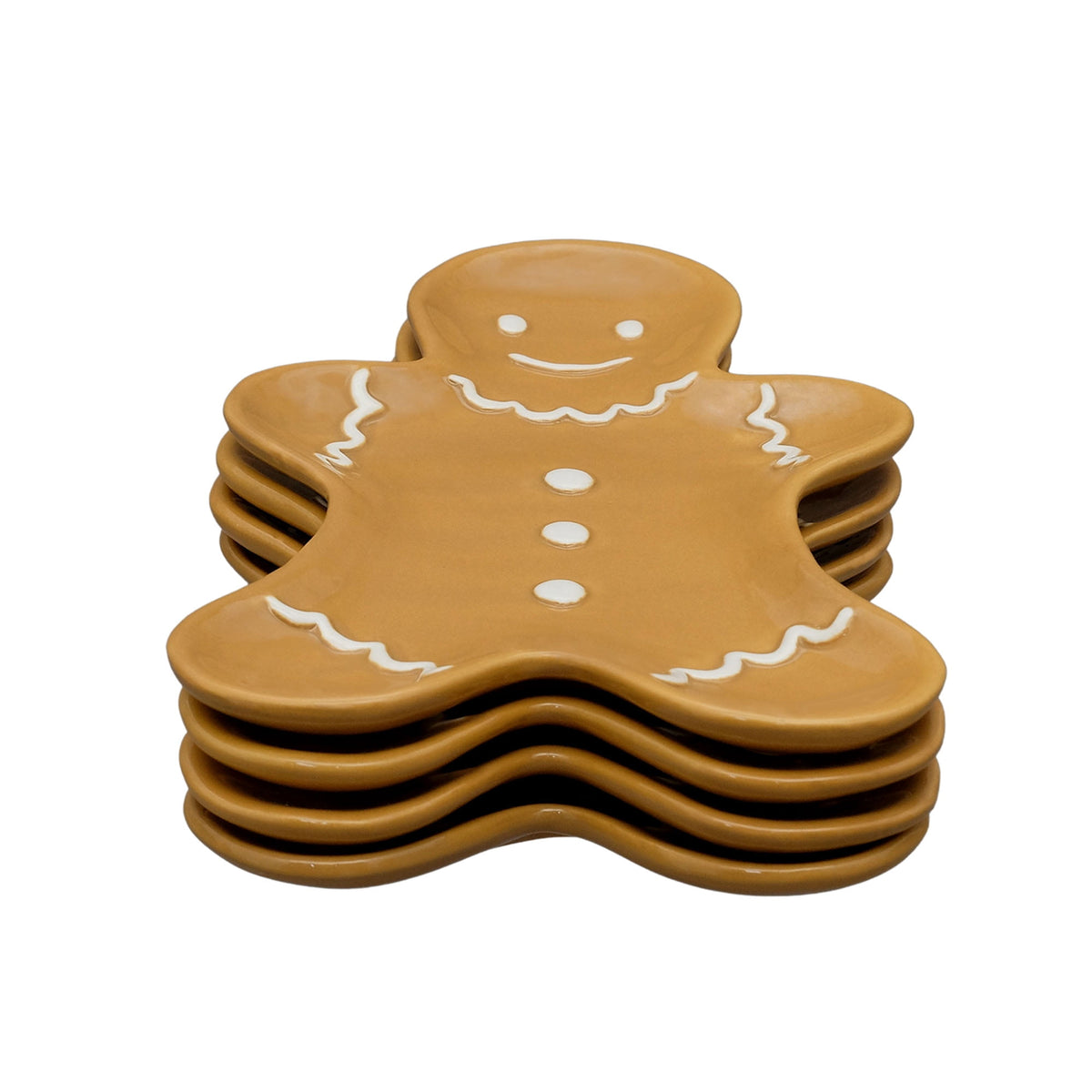 Holiday Time Gingerbread Man Appetizer Plates, 4-Pack