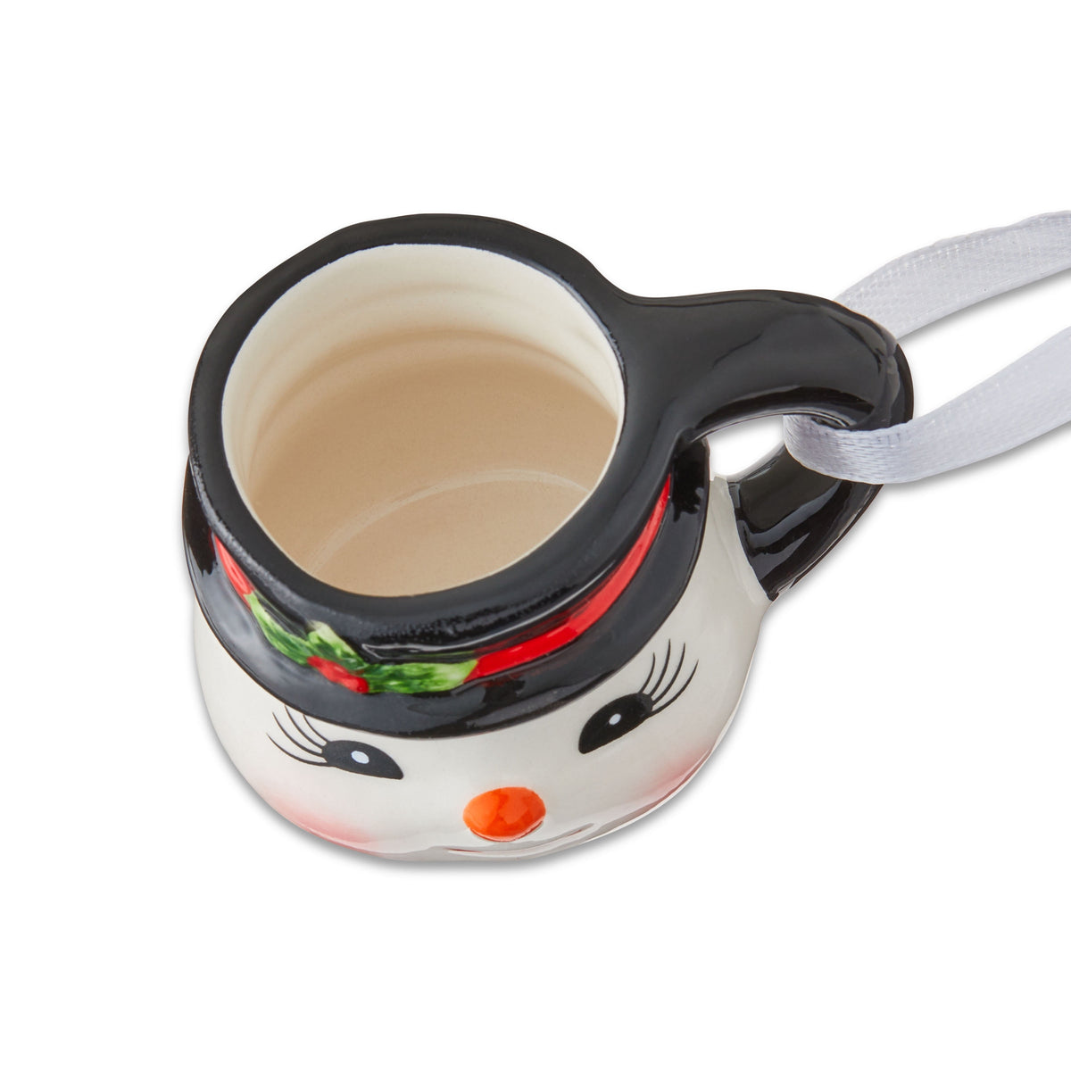 Mr. Christmas 1.5" Miniature Snowman Mug Hanging Ornament, White
